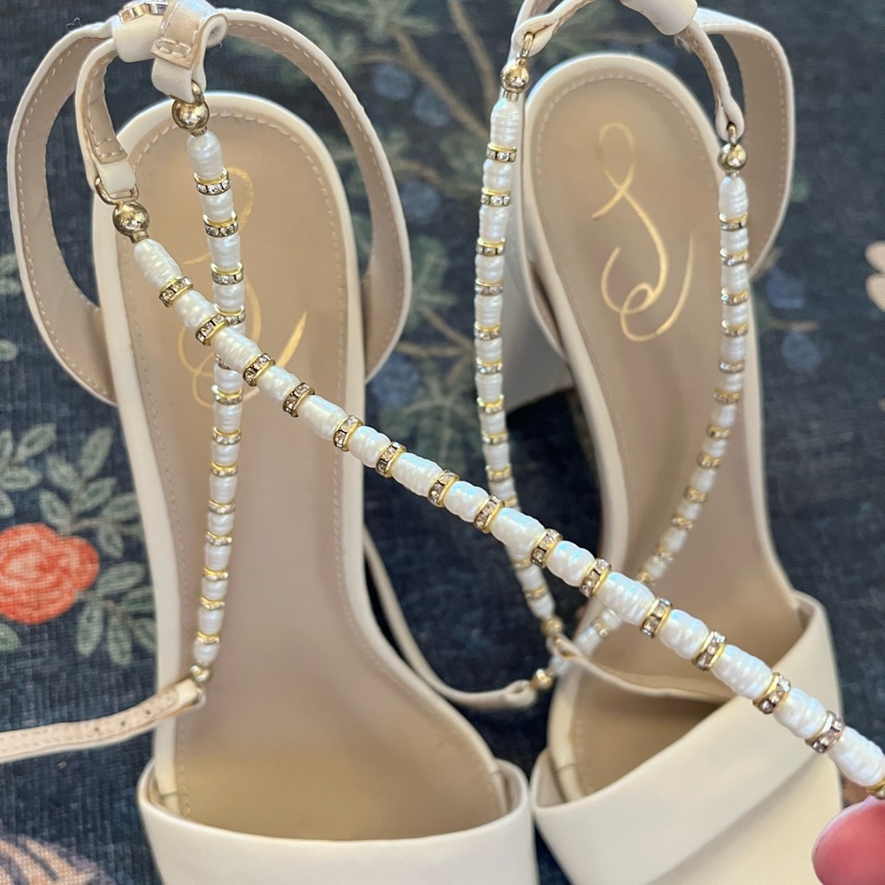 Sam Edelman for BHLDN Freshwater Pearl Cream Heels - Picture 5 of 8